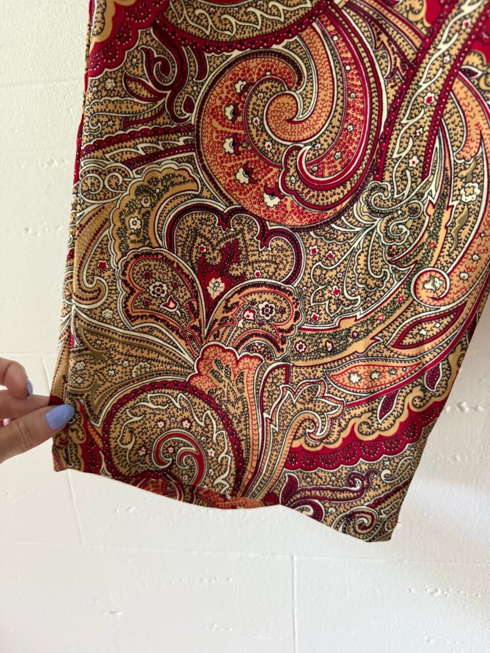 Vintage | Paisley Royal Gold Red Wide Leg Resortwear Pants | Large - Picture 5 of 5